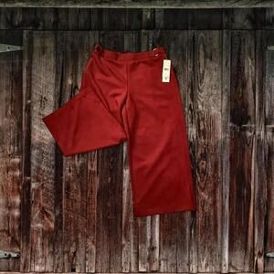 Rafaella Womens Faux Suede Wide Leg Crop Pants Cabernet Red RSBFF043 Size 12 NWT